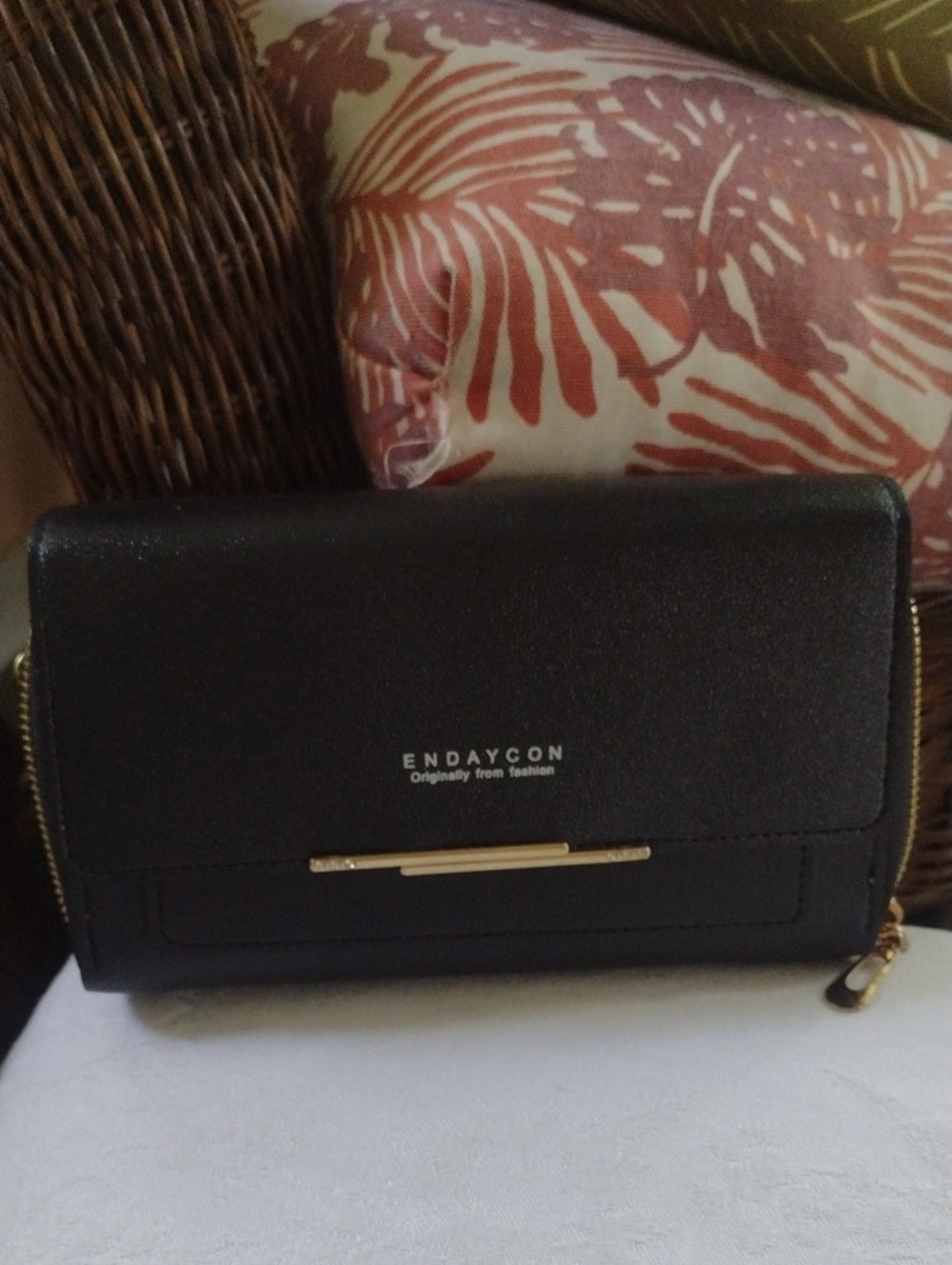 Black Women's Wallet with Gold Accent